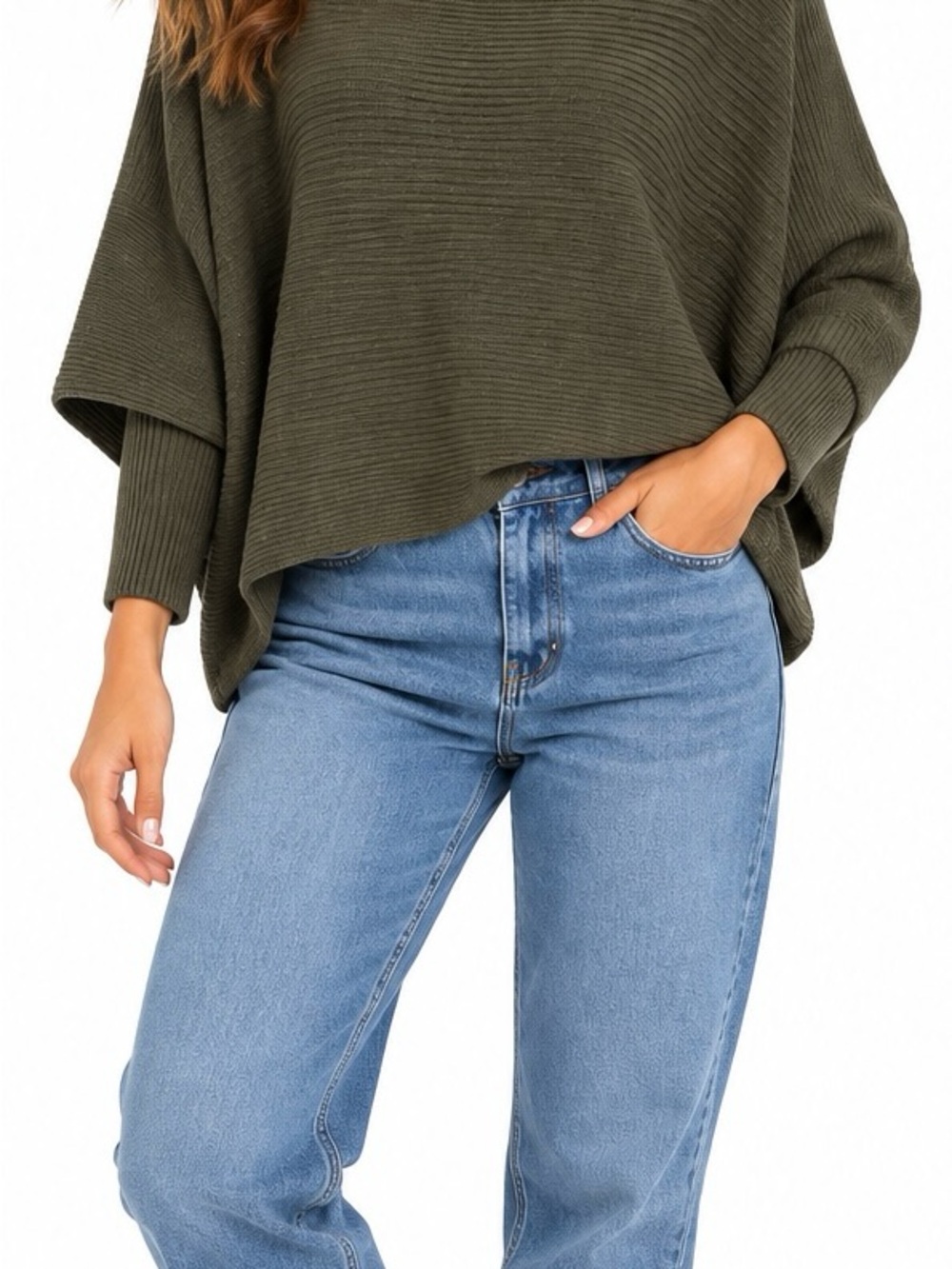 Philosophy Republic Clothing Olive Green Oversized Batwing Sweater Size M